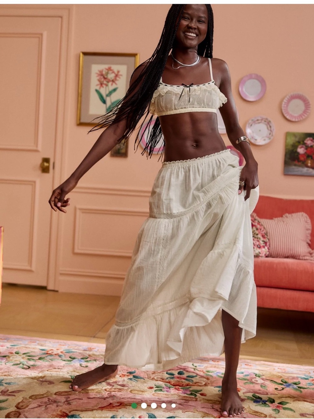 Lightweight Cream Maxi Skirt